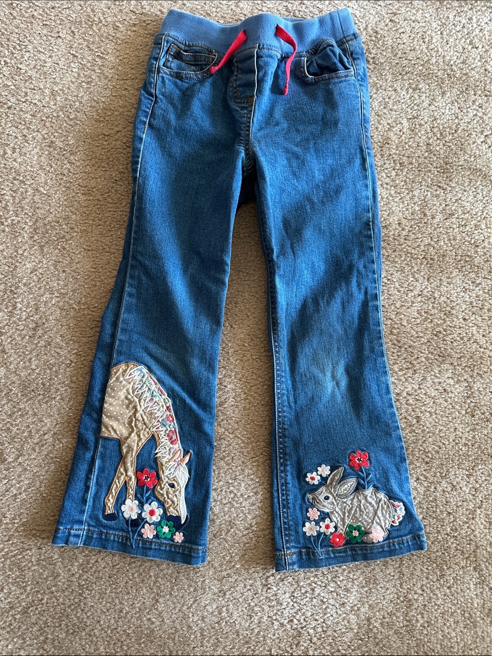 Mini Boden Denim Jeans with Animal Appliqués